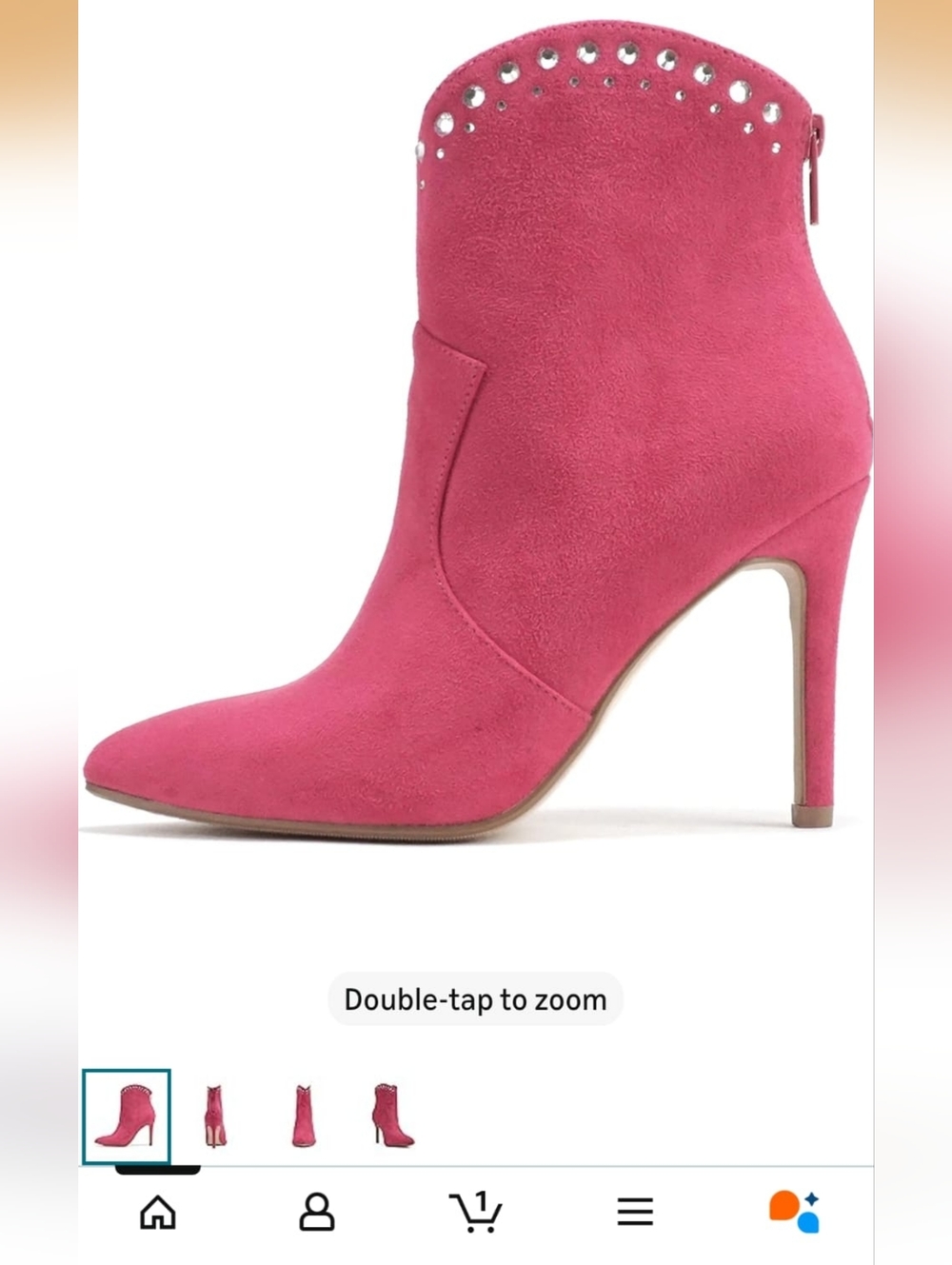 Soda Hot Pink Suede Studded Stiletto Ankle Boot Size 8